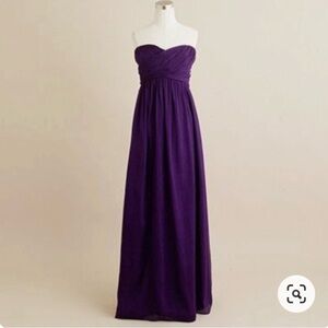 J. Crew Taryn Silk Chiffon and Strapless Purple Dress